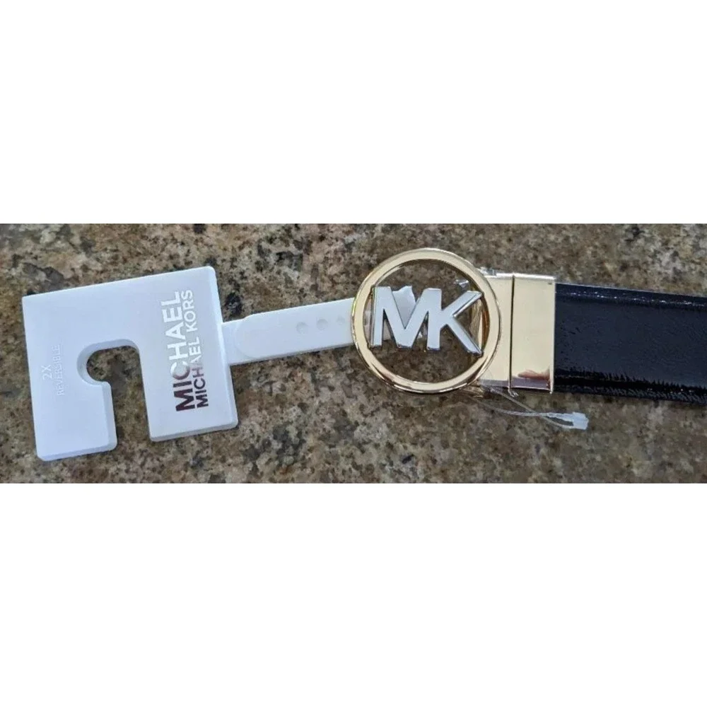 MICHAEL KORS REVERSIBLE WOMEN's Genuine LEATHER BELT BLK/Brown Sz XL NWT